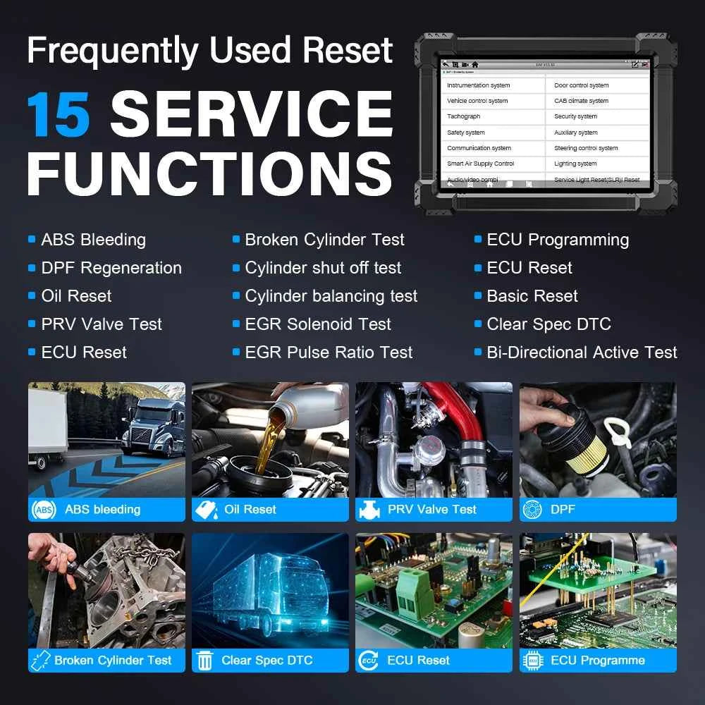 ANCEL X7 HD Truck Scanner - Heavy Duty 24V Diagnostic Tool for Full System EPB, ABS, Oil Reset, SAS, D.PF Regen, TPMS, ECU, and OBD2