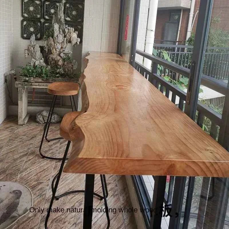 VIP Custom Solid Wood Bar Table - Long High-Foot Balcony and Dessert Shop Leisure Combination