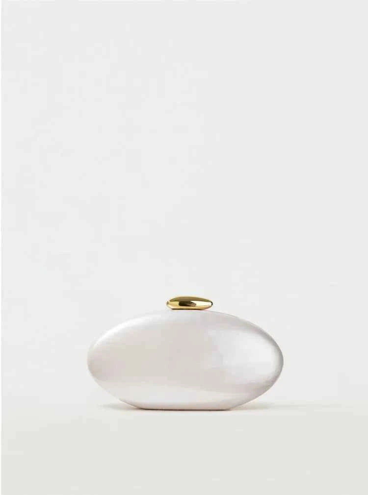 Egg shape Clutch Bag Acrylic purse women wedding evening dinner party cute ivory pearl color purse handbag summer new 2024