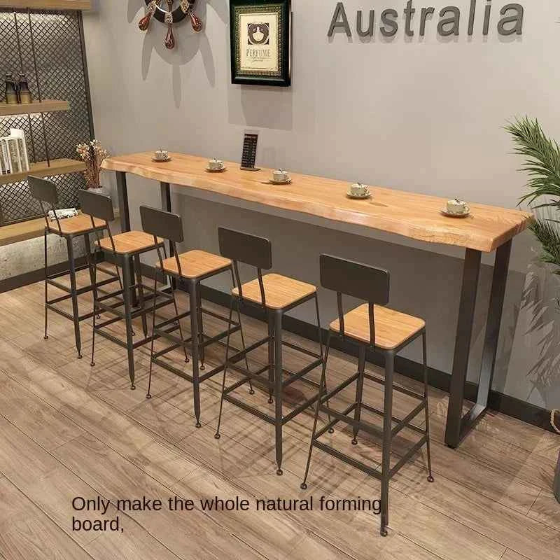 VIP Custom Solid Wood Bar Table - Long High-Foot Balcony and Dessert Shop Leisure Combination