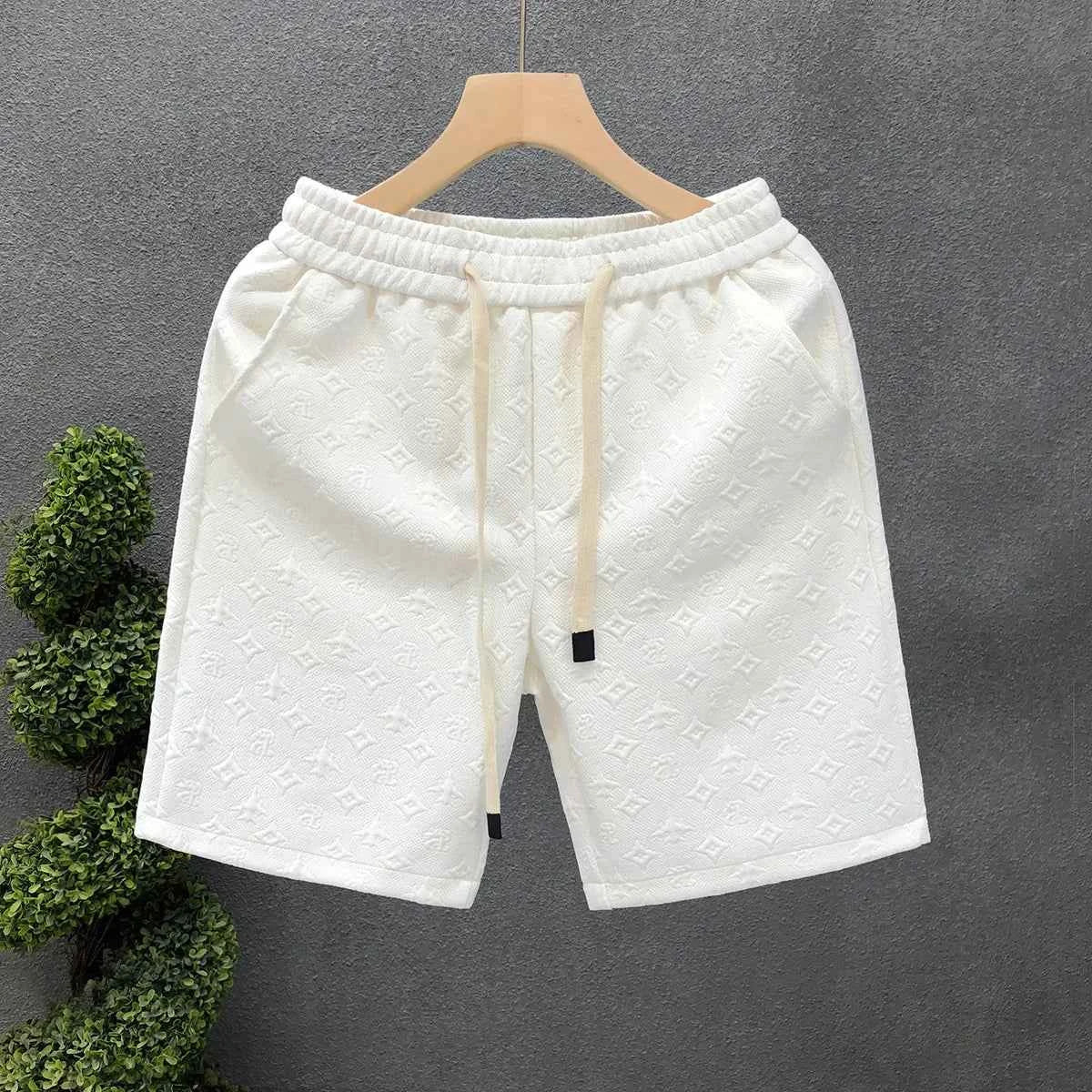 Luxury White Jacquard Men's Shorts Trendy Summer Style 2023 New Half-cut Pants Casual Fashion For Men