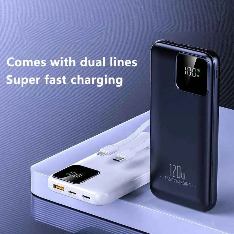 New 200000mAh Power BankSuper Fast Charging 120W Ultralarge Capacity For Mobile Power External Battery For iphone 15 14 Samsung