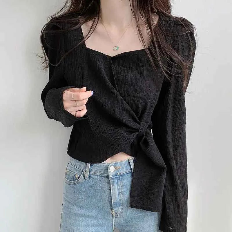 Korean Summer Shirts for Women - Beautiful Asymmetrical Casual Tops, Vintage Loose Blouse, New Collection 2024