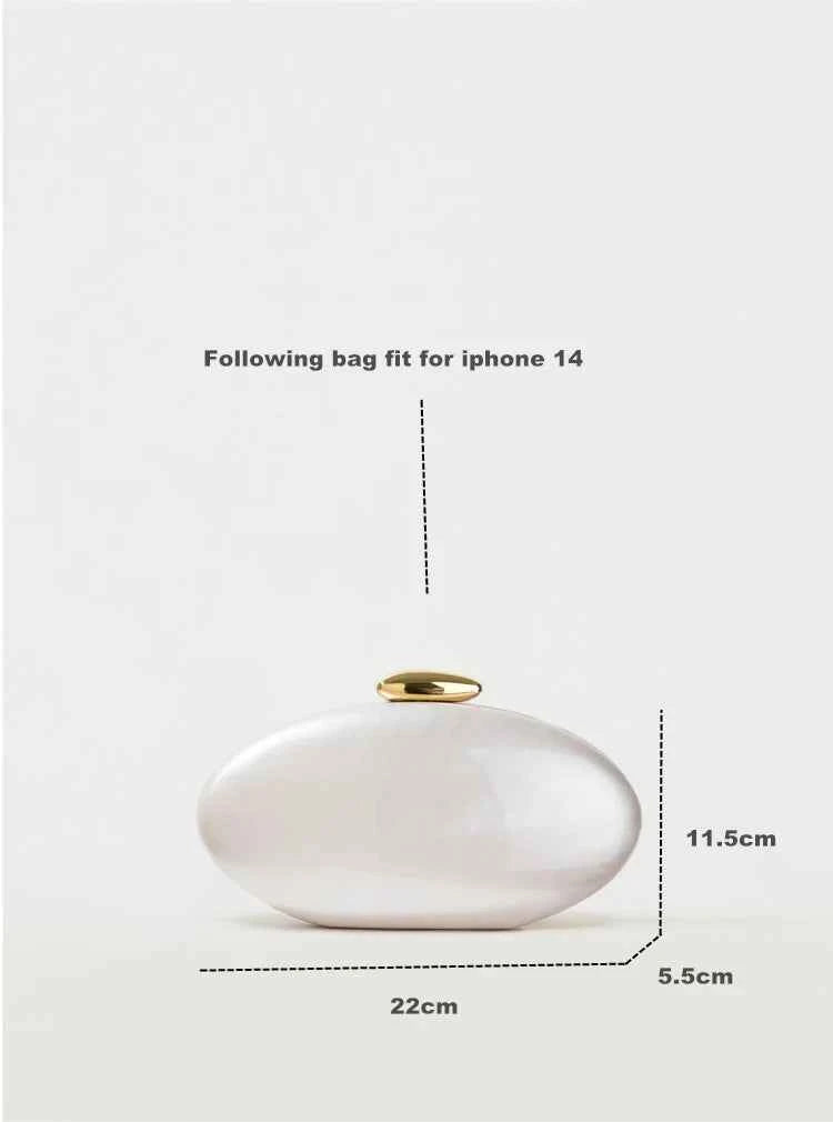 Egg shape Clutch Bag Acrylic purse women wedding evening dinner party cute ivory pearl color purse handbag summer new 2024