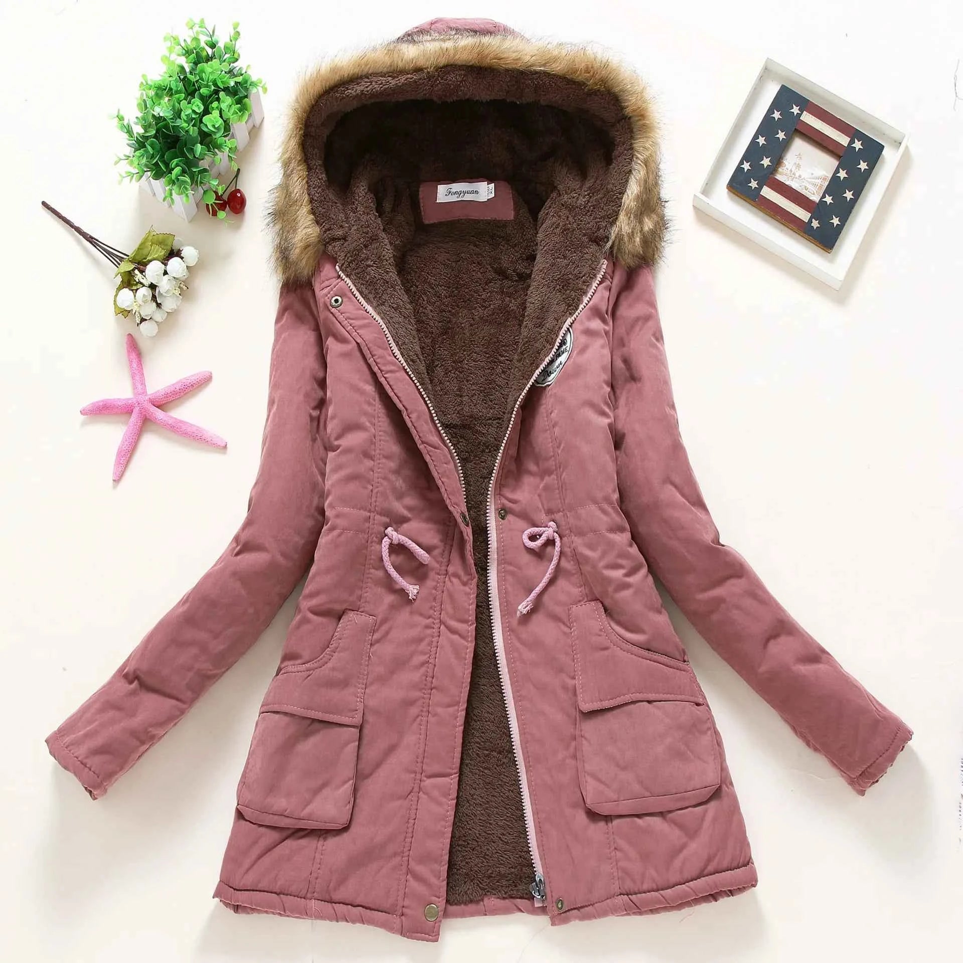 Women Thick Warm Parka - Casual Slim Hooded Jacket - 3XL Cotton Padded Coat for Spring, Autumn & Winter
