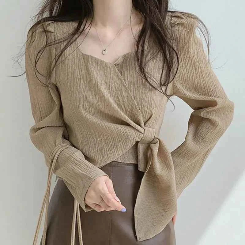 Korean Summer Shirts for Women - Beautiful Asymmetrical Casual Tops, Vintage Loose Blouse, New Collection 2024