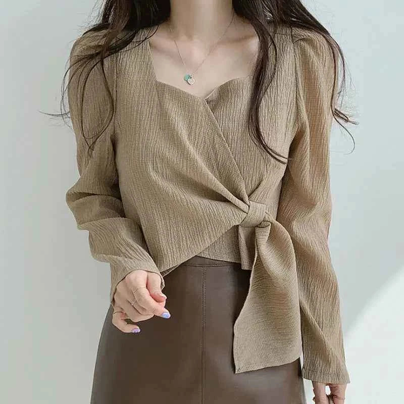 Korean Summer Shirts for Women - Beautiful Asymmetrical Casual Tops, Vintage Loose Blouse, New Collection 2024