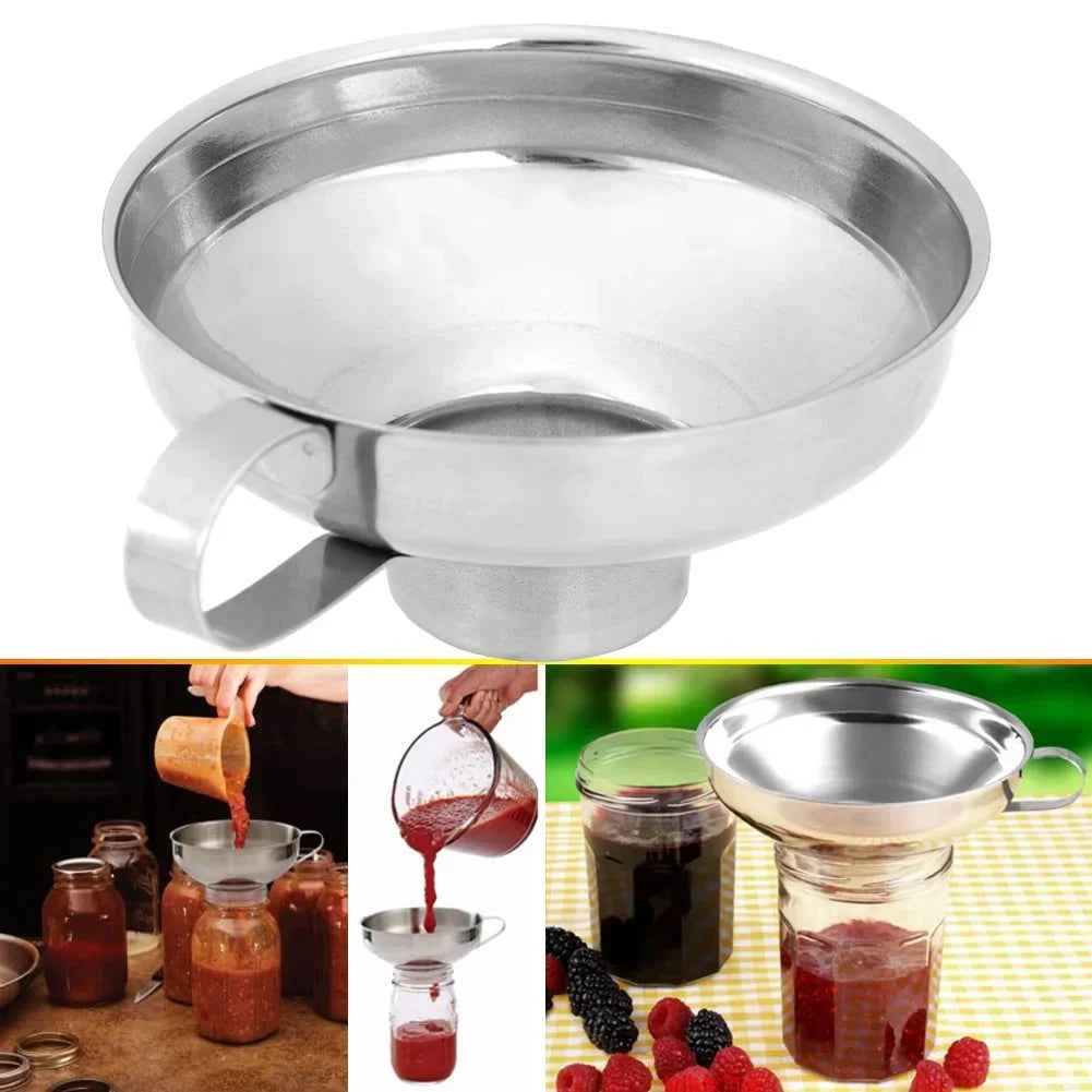 Stainless Steel Canning Funnel for Wide Mouth Jars and Thick Dressings, Ideal Kitchen Tool for Oil and Wine