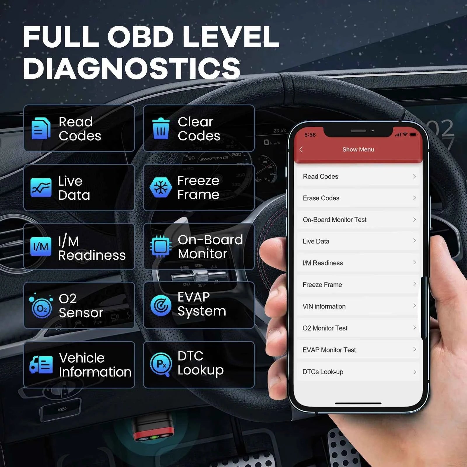 Thinkcar OBD2 Scanner - Thinkdiag Mini Bluetooth Diagnostic Tool for IOS & Android with Full OBD2 Functions