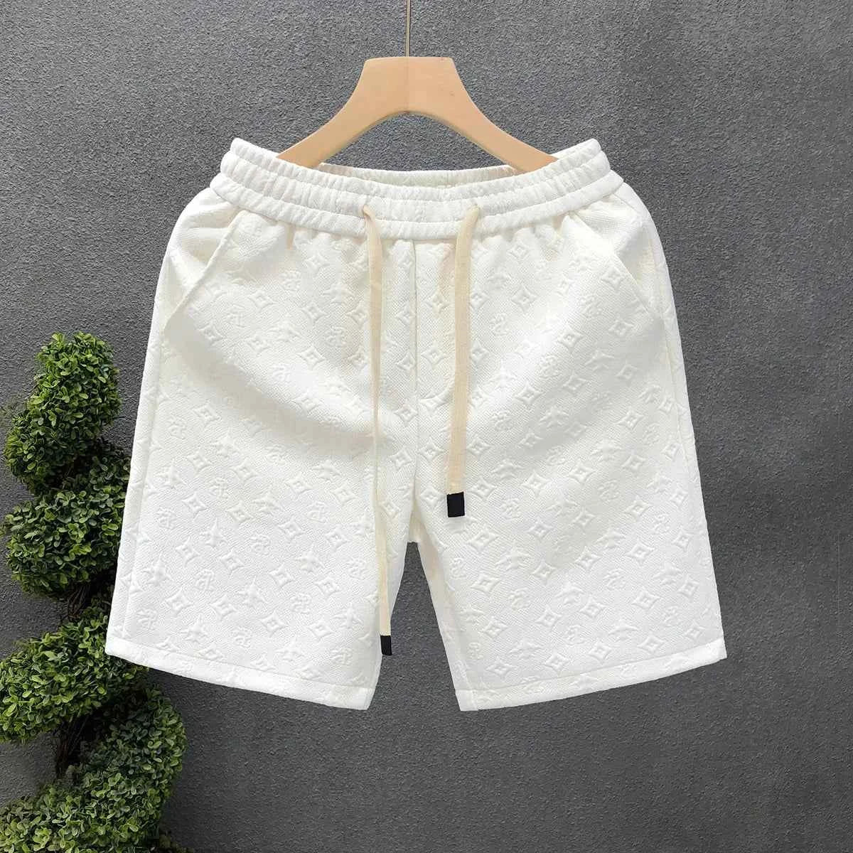 Luxury White Jacquard Men's Shorts Trendy Summer Style 2023 New Half-cut Pants Casual Fashion For Men