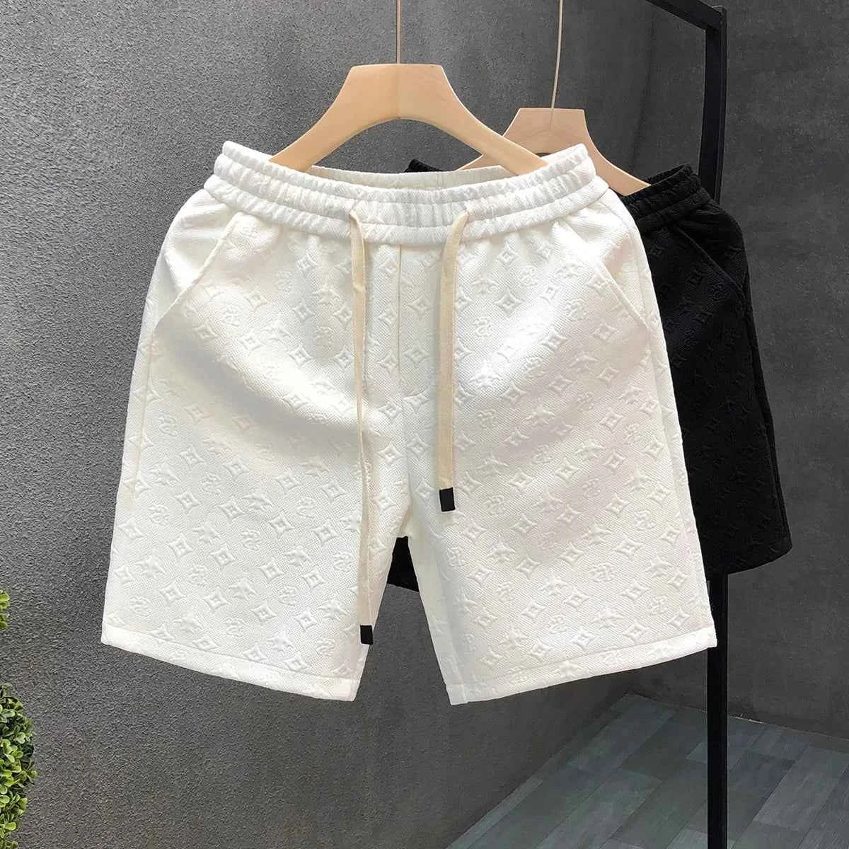 Luxury White Jacquard Men's Shorts Trendy Summer Style 2023 New Half-cut Pants Casual Fashion For Men