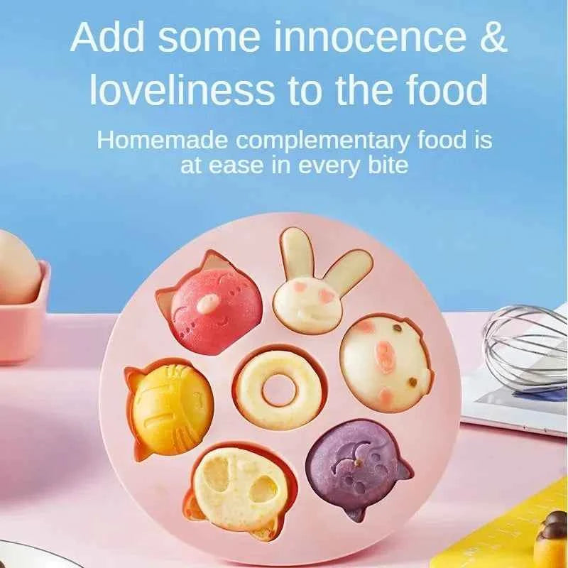 MOOZ Baby Food Molds Silicone Complementary Food Molds 7-Hole Split Pack with Lid Fresh-Keeping Food Box CWY023