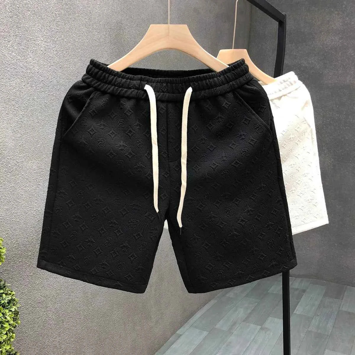 Luxury White Jacquard Men's Shorts Trendy Summer Style 2023 New Half-cut Pants Casual Fashion For Men
