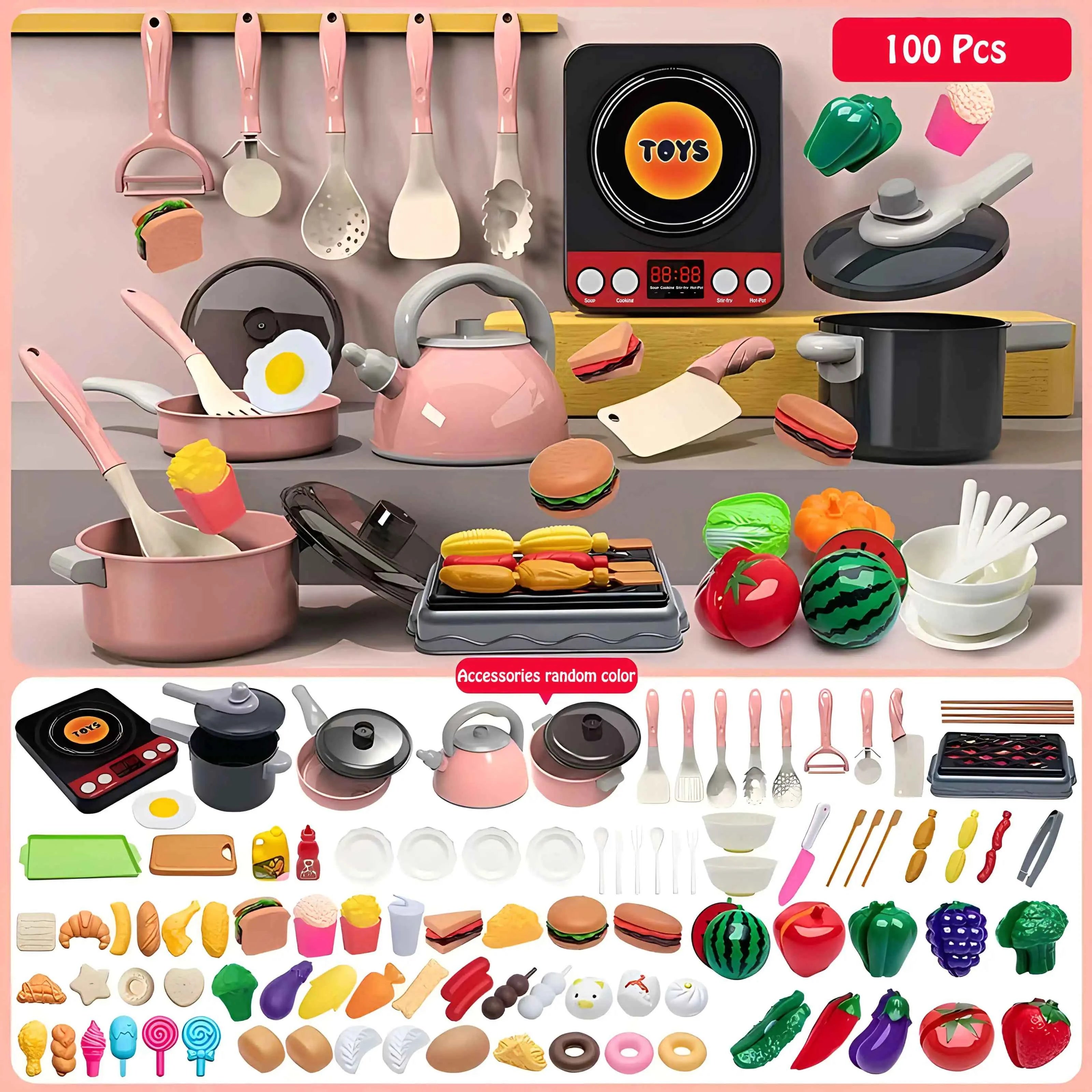 Cutting Fruit Vegetable Toy Set for Toddlers - Educational Cooking Play Food Kitchen Toys