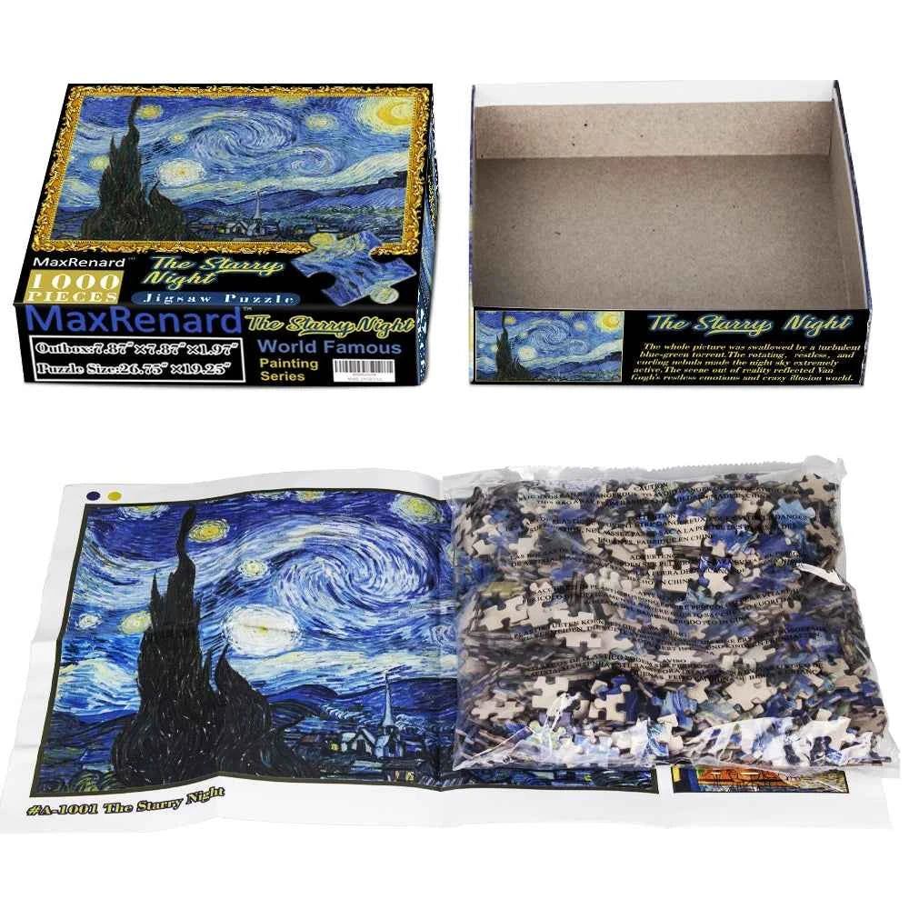 MaxRenard 1000 Pieces Van Gogh Starry Night Puzzle - Environmentally Friendly Paper Jigsaw for Adults - Perfect Christmas Gift