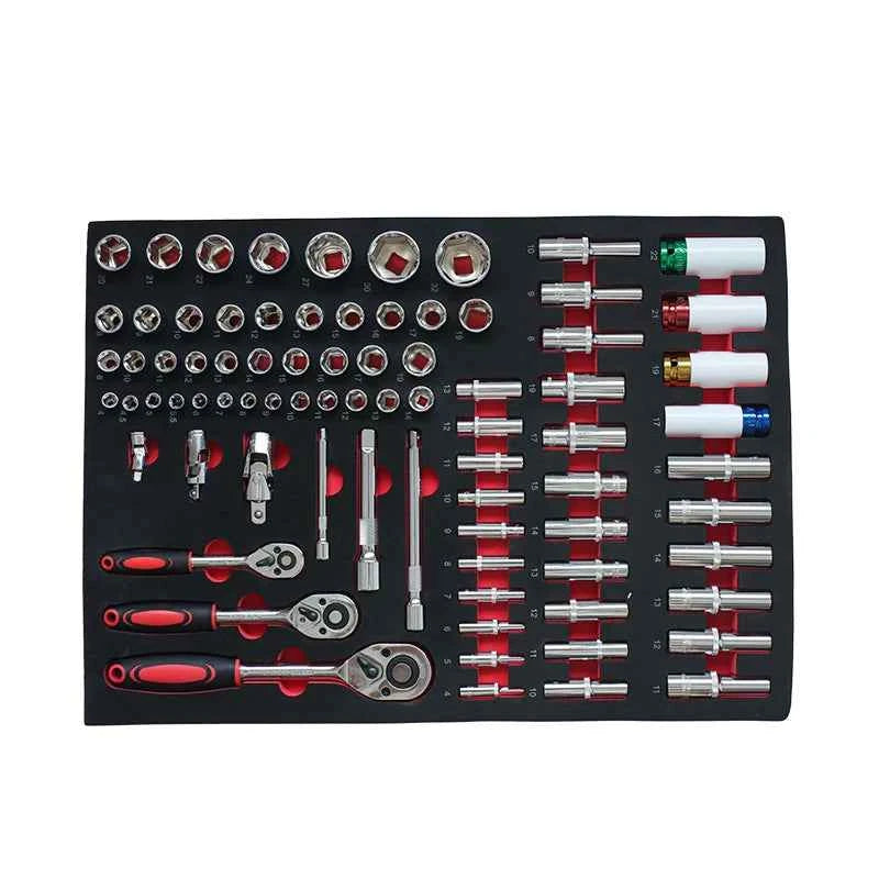 8 Drawers Tool Chest for Garage Storage - 258 Pcs Heavy Duty Tool Set Box Workshop Trolley Cabinet