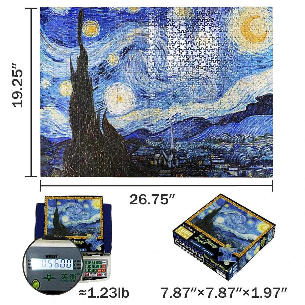 MaxRenard 1000 Pieces Van Gogh Starry Night Puzzle - Environmentally Friendly Paper Jigsaw for Adults - Perfect Christmas Gift