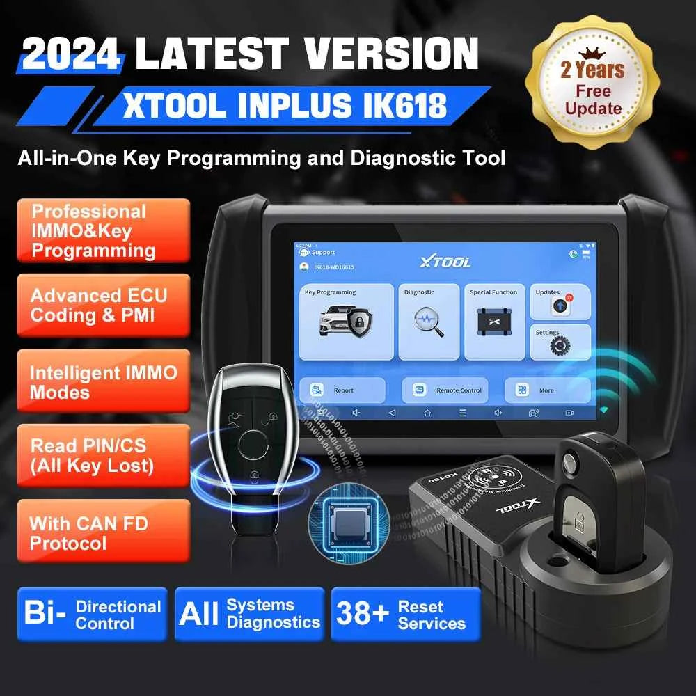 XTOOL InPlus IK618 Scanner - All-in-One OBD2 Automotive Diagnostic Tool with KC100, IMMO Key Programming for All Cars
