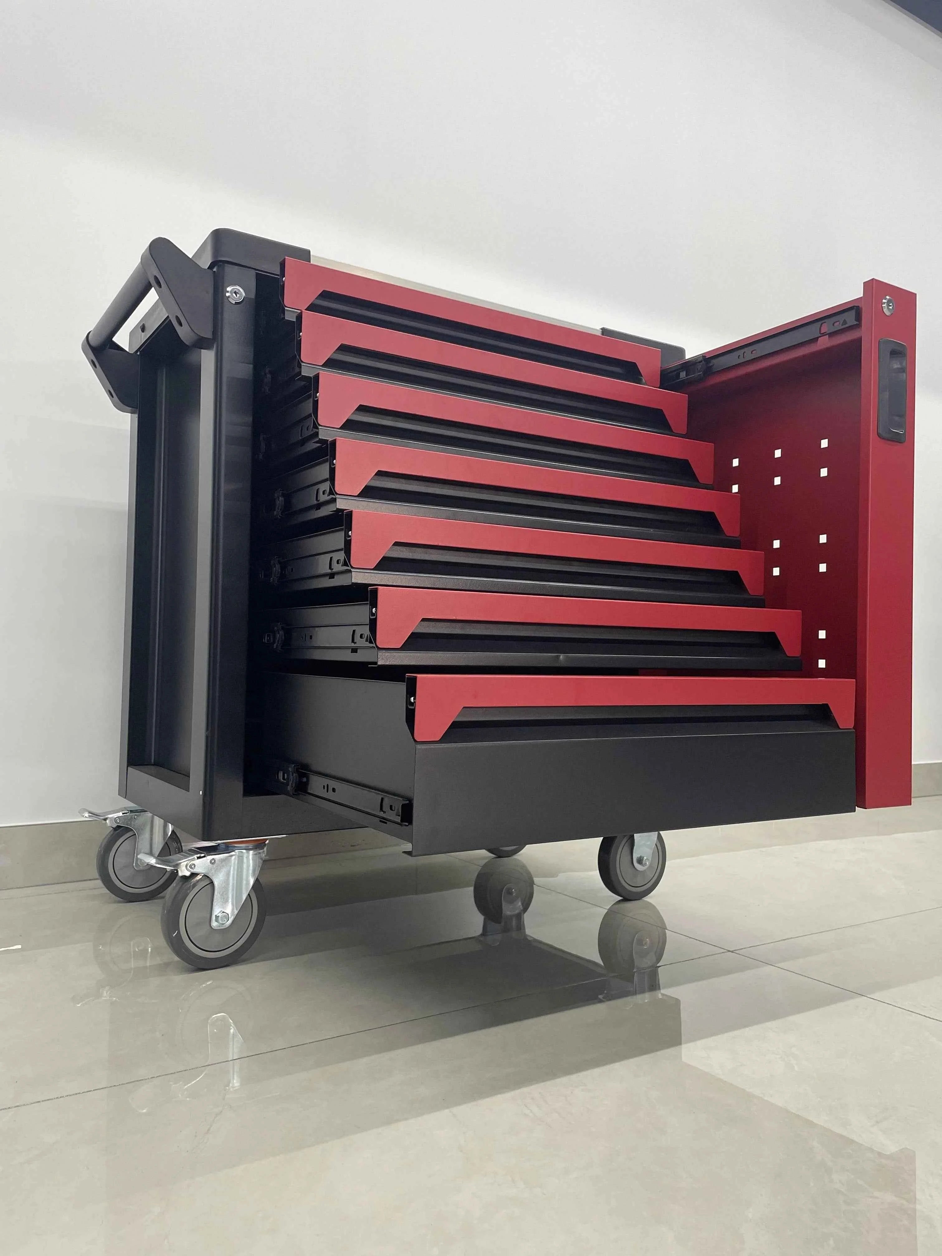 8 Drawers Tool Chest for Garage Storage - 258 Pcs Heavy Duty Tool Set Box Workshop Trolley Cabinet