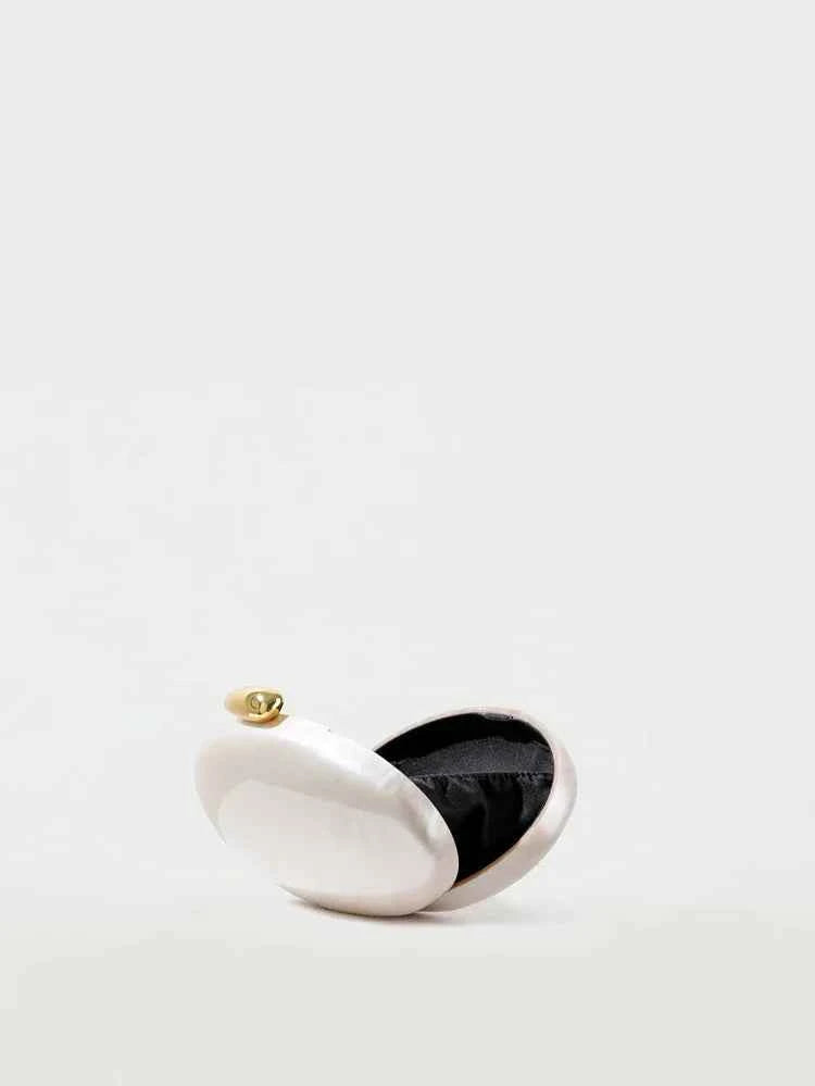 Egg shape Clutch Bag Acrylic purse women wedding evening dinner party cute ivory pearl color purse handbag summer new 2024